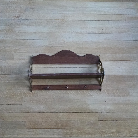 Vintage Wooden Metal Swan Shelf